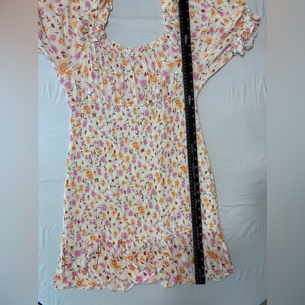 Lily Rose Pink and Orange Flutter Sleeve Smocked Mini Dress size 1X